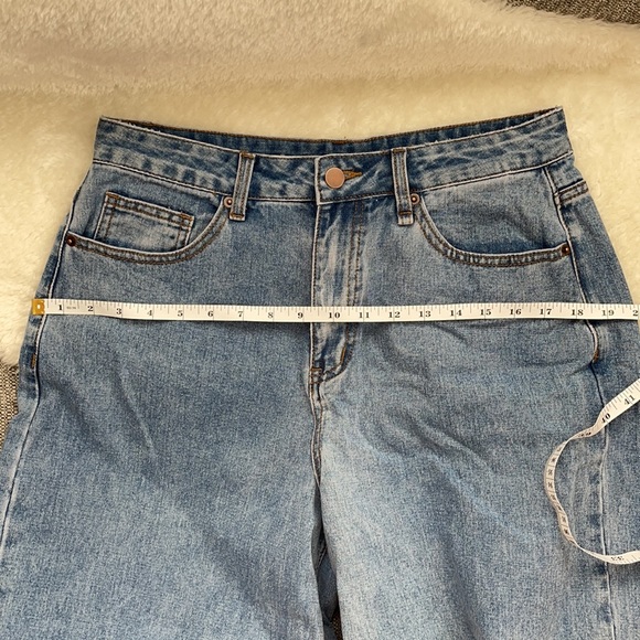 Forever 21 Culottes Raw Hem High Waisted Wide Jeans L Large Gaucho Pants - Picture 9 of 12